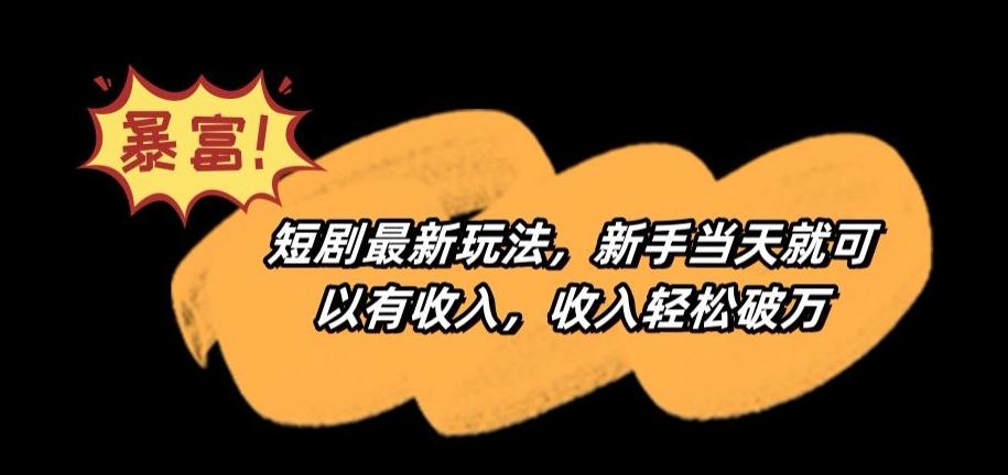 短剧最新玩法，新手当天就可以有收入，收入轻松破万【揭秘】-泱泱学习社