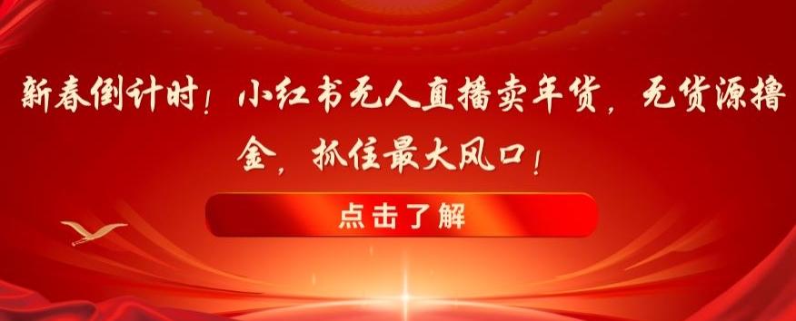 新春倒计时！小红书无人直播卖年货，无货源撸金，抓住最大风口【揭秘】-泱泱学习社