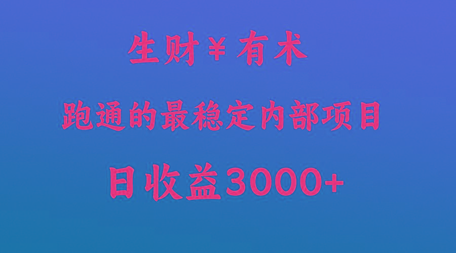 高手赚钱的秘密，生财有术跑通的最稳定内部项目，每天收益几千+，月入过N万，你不…-泱泱学习社