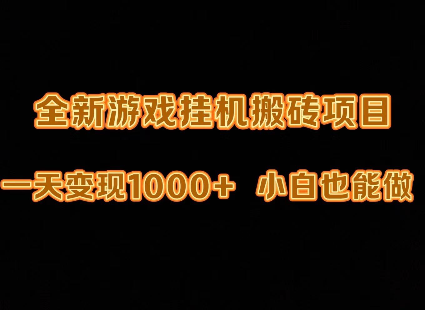(9580期)最新游戏全自动挂机打金搬砖，一天变现1000+，小白也能轻松上手。-泱泱学习社