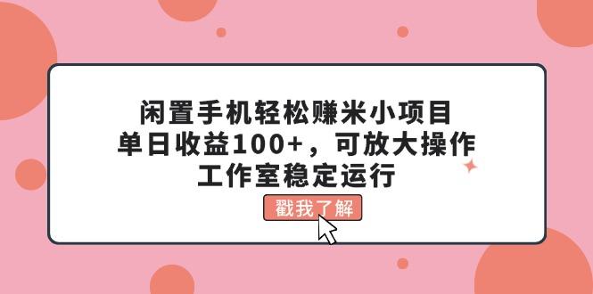 闲置手机轻松赚米小项目，单日收益100+，可放大操作，工作室稳定运行-泱泱学习社