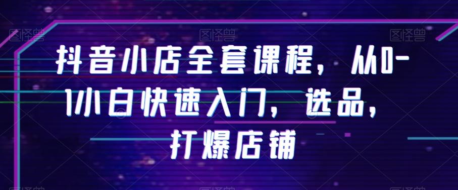 抖音小店全套课程，从0-1小白快速入门，选品，打爆店铺-泱泱学习社