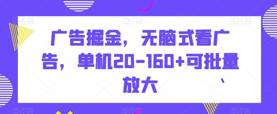 广告掘金，无脑式看广告，单机20-160+可批量放大【揭秘】-泱泱学习社