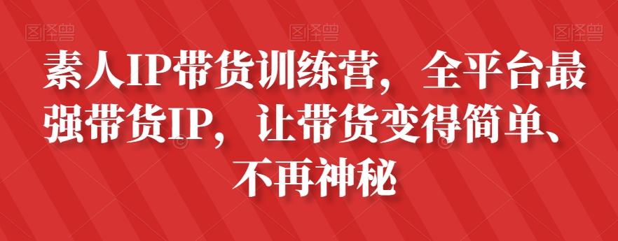 素人IP带货训练营，全平台最强带货IP，让带货变得简单、不再神秘-泱泱学习社