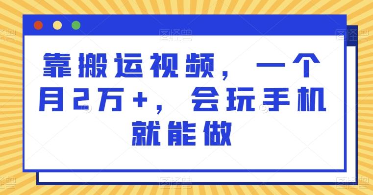靠搬运视频，一个月2万+，会玩手机就能做-泱泱学习社