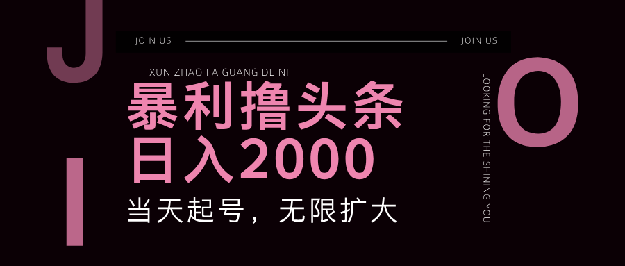 暴利撸头条，单号日入2000+，可无限扩大-泱泱学习社