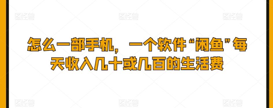 怎么一部手机，一个软件“闲鱼”每天收入几十或几百的生活费-泱泱学习社