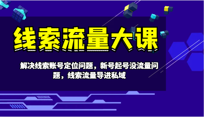 线索流量大课-解决线索账号定位问题，新号起号没流量问题，线索流量导进私域-泱泱学习社
