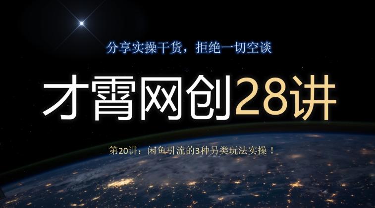 才霄网创28讲第20讲：闲鱼引流的3种另类玩法实操！-泱泱学习社