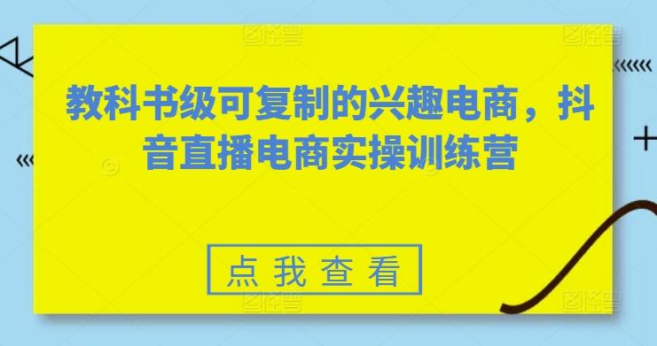 教科书级可复制的兴趣电商，抖音直播电商实操训练营-泱泱学习社
