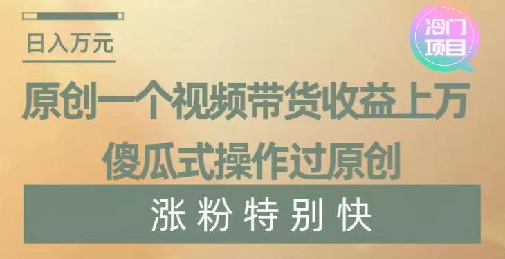 原创一个视频带货收益上万，傻瓜式操作过原创，几分钟做一个视频涨粉特别快【揭秘】-泱泱学习社
