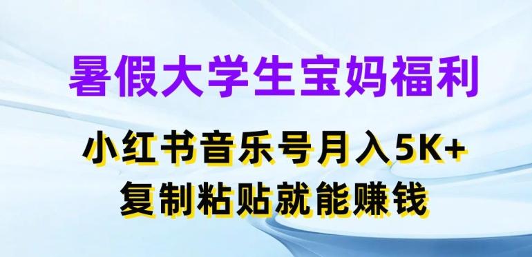 暑假大学生宝妈福利，小红书音乐号月入5000+，复制粘贴就能赚钱【揭秘】-泱泱学习社
