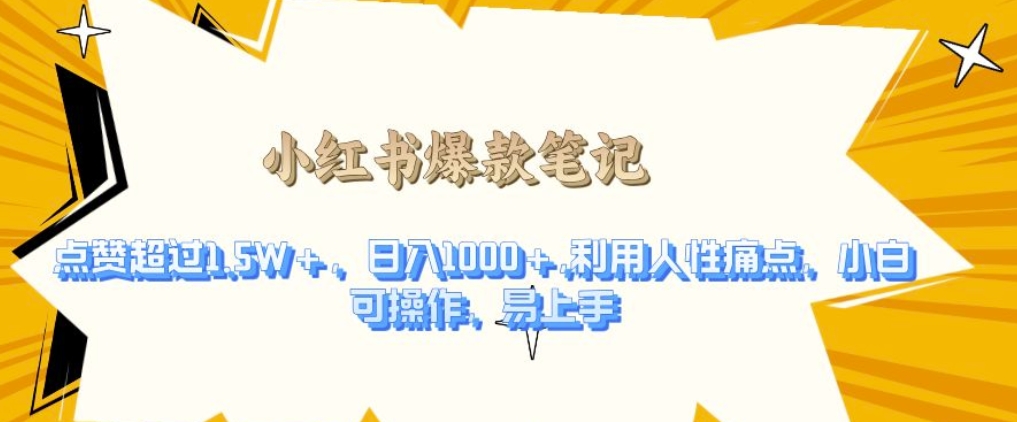 利用人性的痛点，打造爆款笔记，获得点赞超过1.5W+，日入1k【揭秘】-泱泱学习社