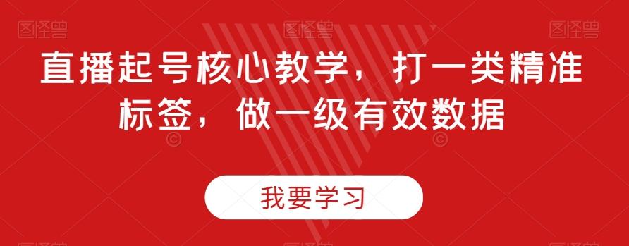 直播起号核心教学，打一类精准标签，做一级有效数据-泱泱学习社