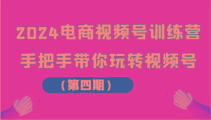 2024电商视频号训练营(第四期)手把手带你玩转视频号-泱泱学习社