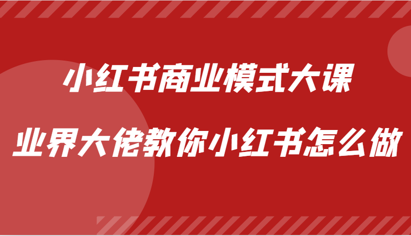 小红书商业模式大课，业界大佬教你小红书怎么做【视频课】-泱泱学习社