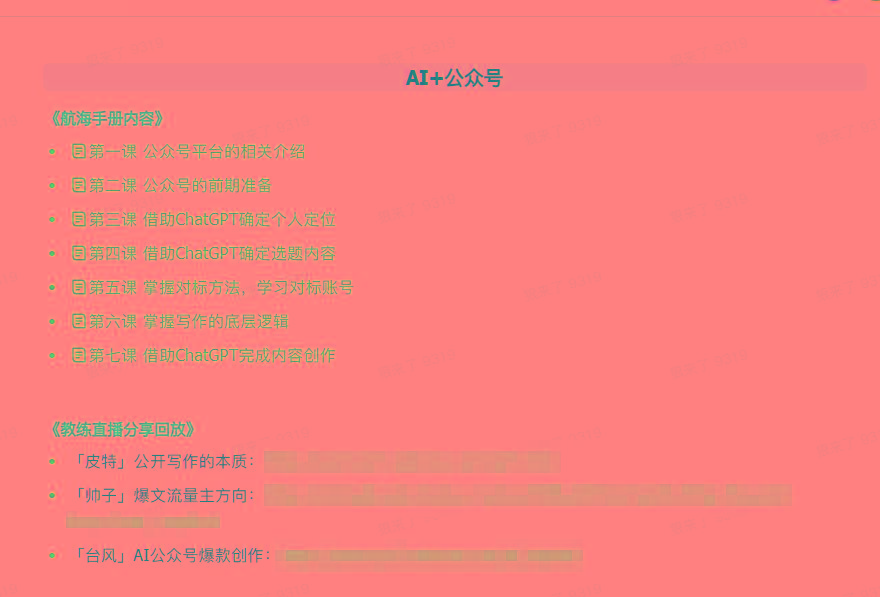 图片[3]-(9351期)AI破局手册+教练分享合集：AI提示词/AI+小红书 /AI+公众号/AI+绘画/AI编程-泱泱学习社
