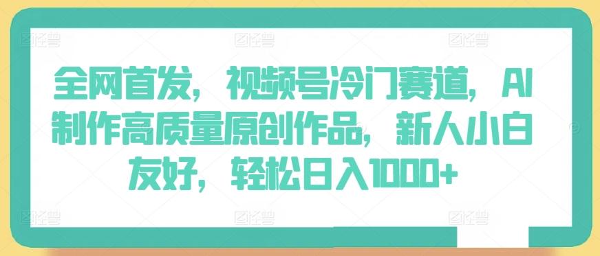 全网首发，视频号冷门赛道，AI制作高质量原创作品，新人小白友好，轻松日入1000+【揭秘】-泱泱学习社