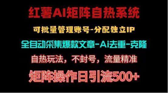 红薯矩阵自热系统，独家不死号引流玩法！矩阵操作日引流500+-泱泱学习社