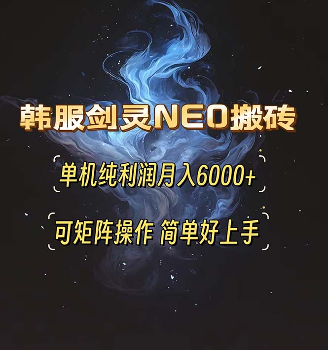 韩服剑灵NEO搬砖攻略，单机纯利润月入6000+ 可矩阵操作，简单好上手。-泱泱学习社
