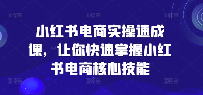小红书电商实操速成课，让你快速掌握小红书电商核心技能-泱泱学习社