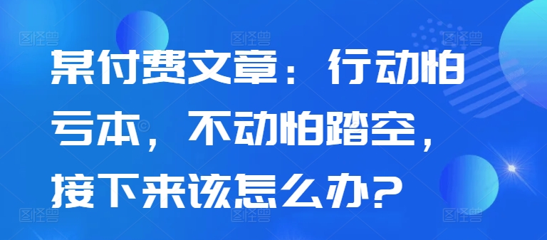 某付费文章：行动怕亏本，不动怕踏空，接下来该怎么办?-泱泱学习社