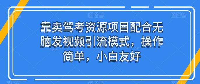 靠卖驾考资源项目配合无脑发视频引流模式，操作简单，小白友好【揭秘】-泱泱学习社