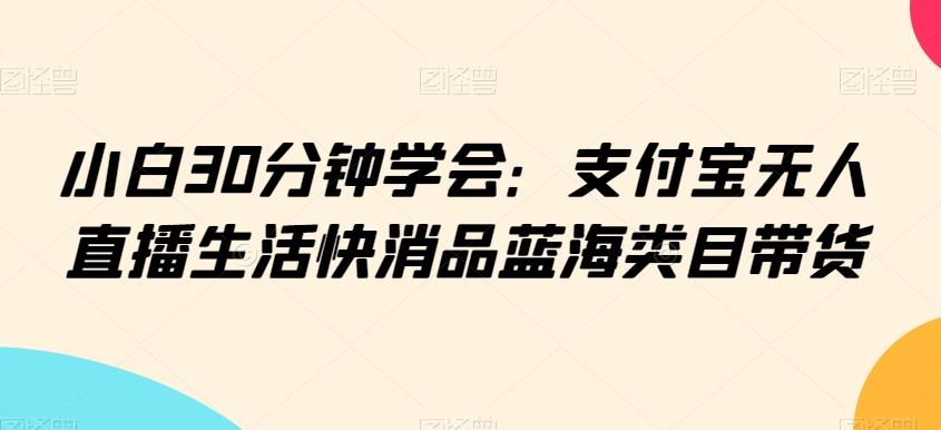 小白30分钟学会：支付宝无人直播生活快消品蓝海类目带货【揭秘】-泱泱学习社