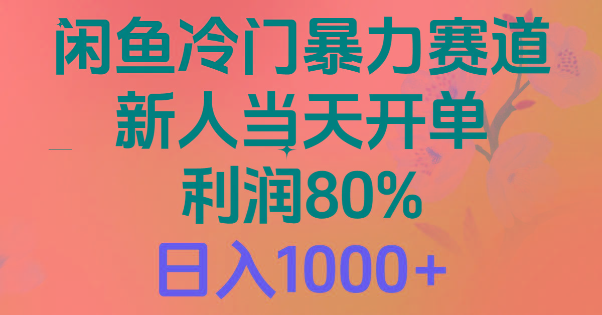 2024闲鱼冷门暴力赛道，新人当天开单，利润80%，日入1000+-泱泱学习社