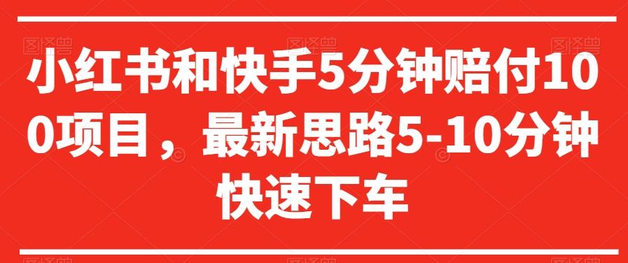 小红书和快手5分钟赔付100项目，最新思路5-10分钟快速下车【仅揭秘】-泱泱学习社