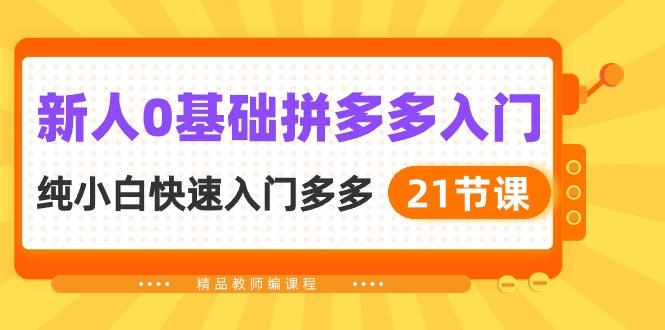 新人0基础拼多多入门，​纯小白快速入门多多(21节课-泱泱学习社