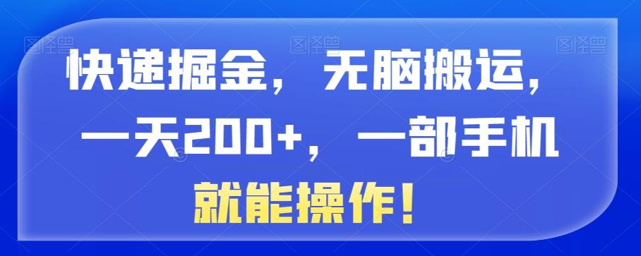快递掘金，无脑搬运，一天200+，一部手机就能操作！-泱泱学习社