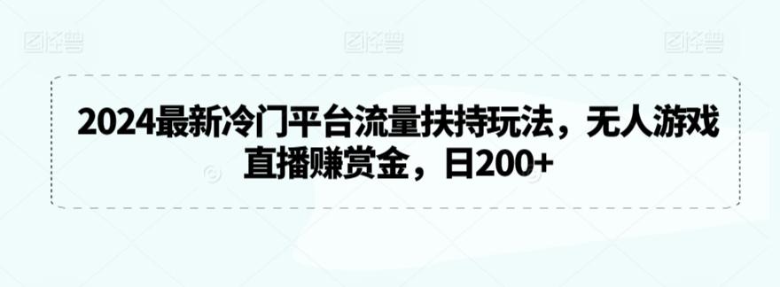 2024最新冷门平台流量扶持玩法，无人游戏直播赚赏金，日200+【揭秘】-泱泱学习社