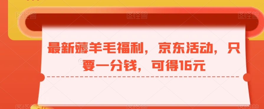 最新薅羊毛福利，京东活动，只要一分钱，可得16元-泱泱学习社