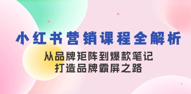 小红书营销课程全解析，从品牌矩阵到爆款笔记，打造品牌霸屏之路-泱泱学习社