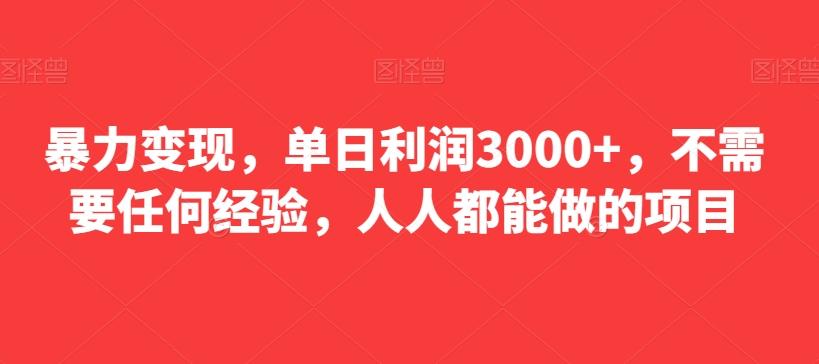 暴力变现，单日利润3000+，不需要任何经验，人人都能做的项目-泱泱学习社