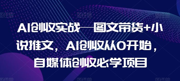 AI创收实战—图文带货+小说推文，AI创收从0开始，自媒体创收必学项目-泱泱学习社