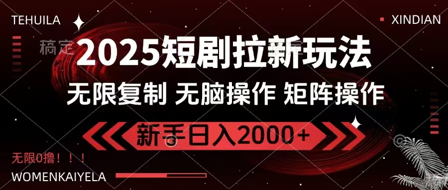 2025短剧拉新玩法，无需注册登录，无限0撸，无脑批量操作日入2000+-泱泱学习社