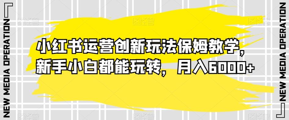 小红书运营创新玩法保姆教学，新手小白都能玩转，月入6000+【揭秘】-泱泱学习社
