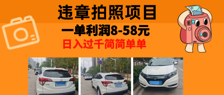 最强副业，违章拍照，一单利润8-58元，全国大小城市都可做-泱泱学习社