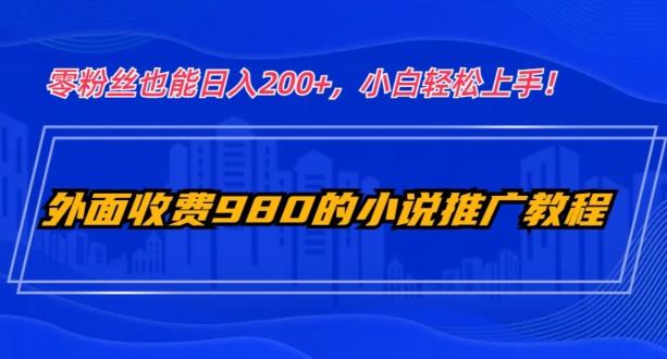 外面收费980的小说推广教程：零粉丝也能日入200+，小白轻松上手！-泱泱学习社