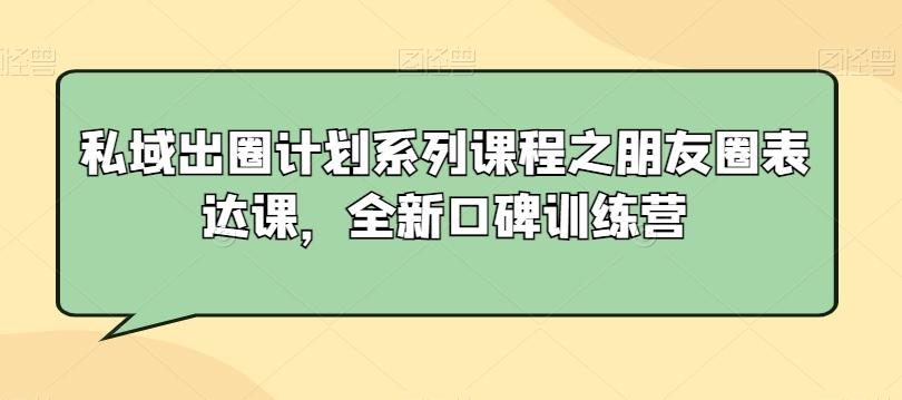 私域出圈计划系列课程之朋友圈表达课，全新口碑训练营-泱泱学习社