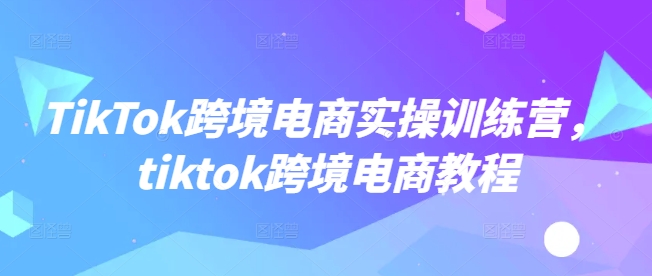 TikTok跨境电商实操训练营，tiktok跨境电商教程-泱泱学习社