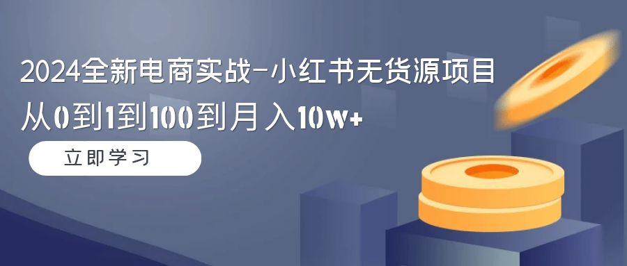 2024全新电商实战-小红书无货源项目：从0到1到100到月入10w+-泱泱学习社
