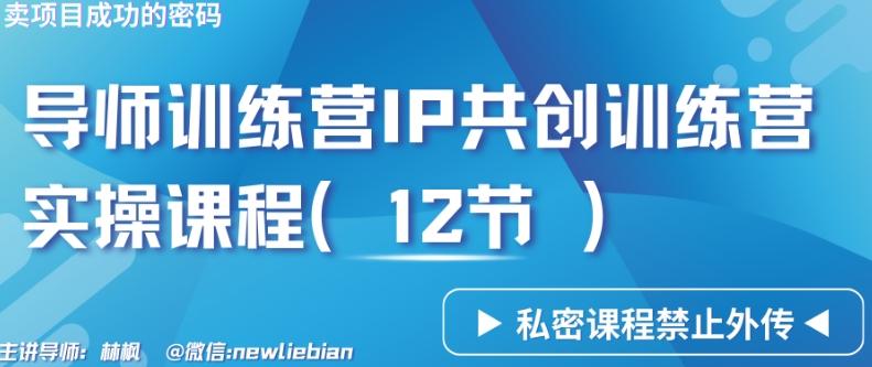 导师训练营3.0IP共创训练营私密实操课程(12节)-卖项目的密码成功秘诀【揭秘】-泱泱学习社