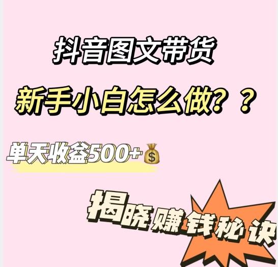 抖音图文带货，新手小白怎么做？单天收益500+【揭秘赚钱秘诀】-泱泱学习社
