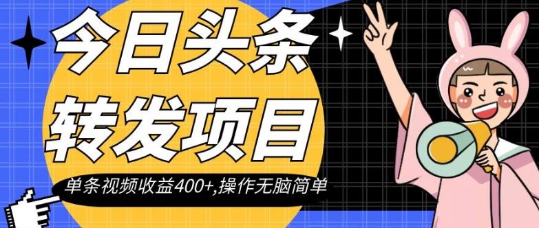 今日头条转发项目，单条视频收益400+,操作无脑简单【揭秘】-泱泱学习社