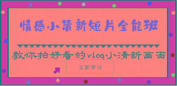情感小清新短片全能班-教你拍好看的vlog小清新画面(30节课)-泱泱学习社