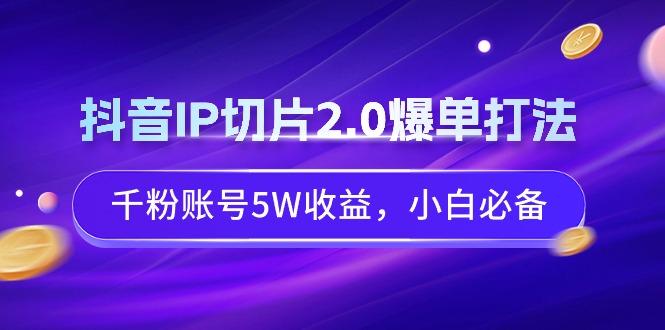 抖音IP切片2.0爆单打法，千粉账号5W收益，小白必备-泱泱学习社