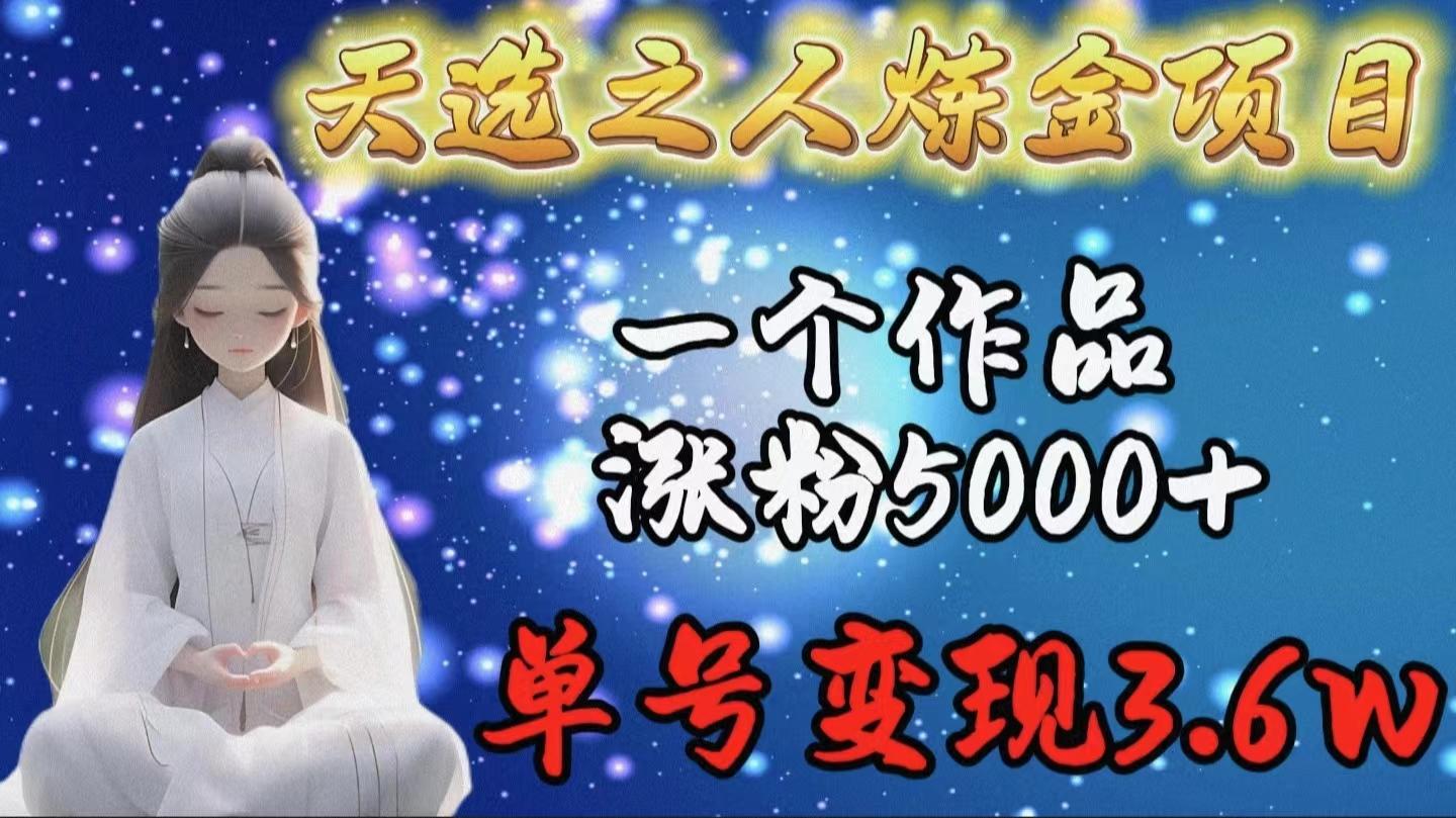 (9693期)天选之人炼金项目，一个作品涨粉5000+，单号变现3.6w-泱泱学习社